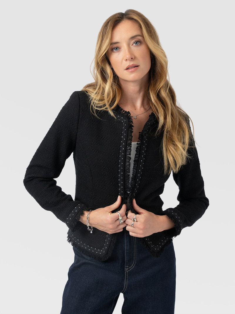 Rayner Jacket Black Bouclé - Women's Jackets | Saint and Sofia® UK