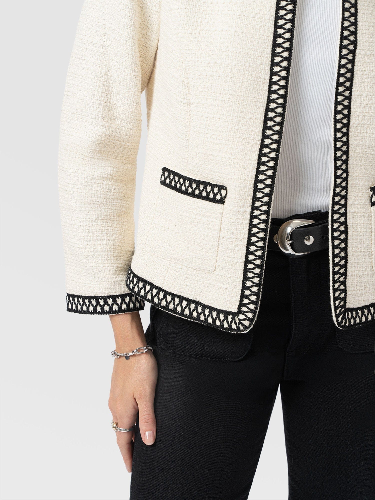 Rayner Jacket Cream/Black - Women's Jackets | Saint + Sofia® UK