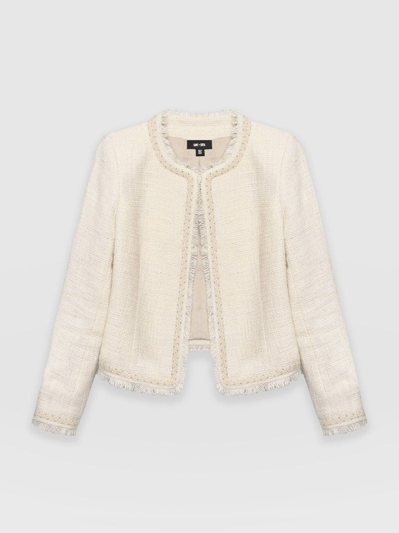 Rayner Jacket Cream Bouclé - Women's Jackets | Saint + Sofia® UK