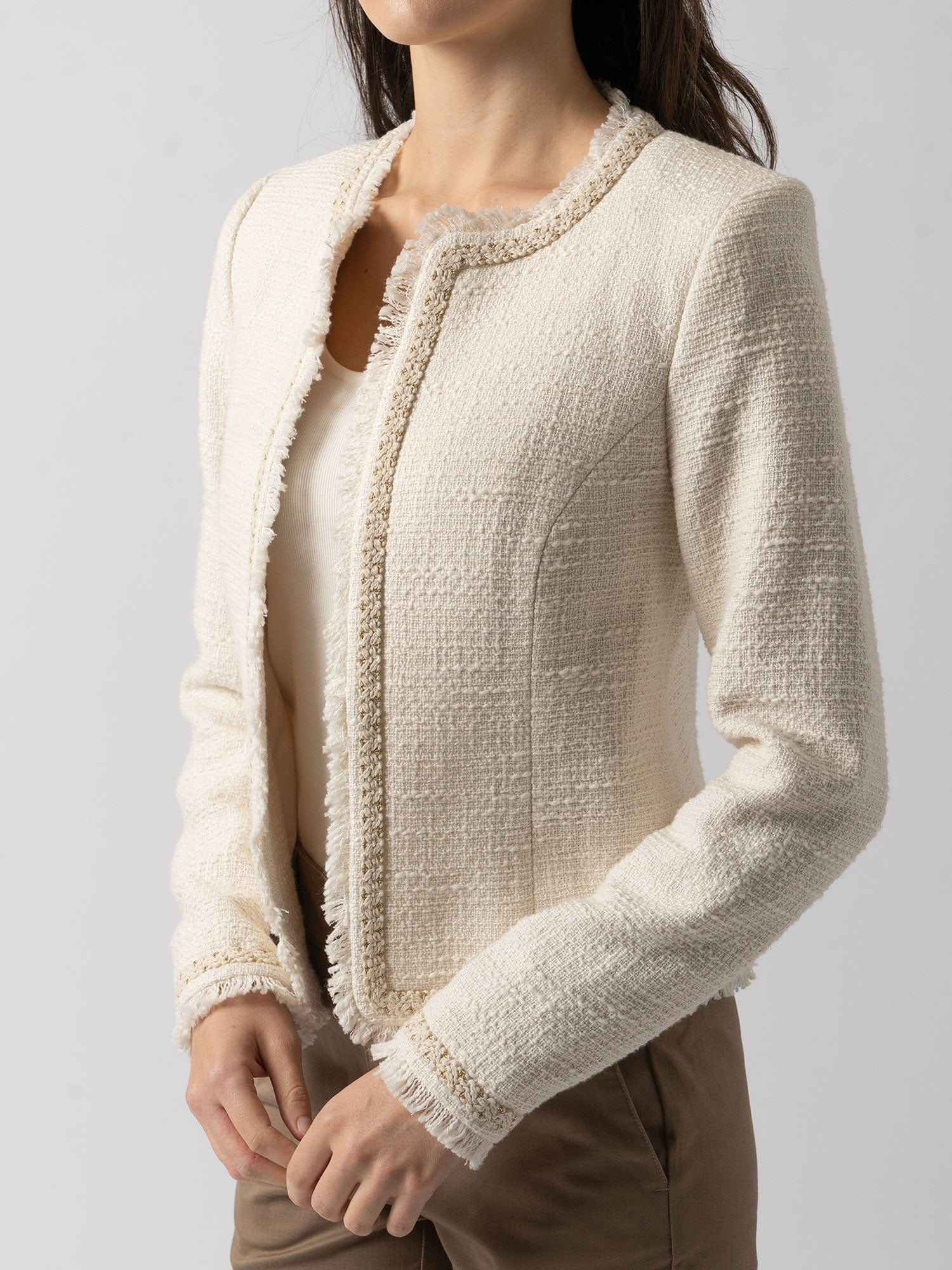 Rayner Jacket Cream Bouclé - Women's Jackets | Saint + Sofia® UK