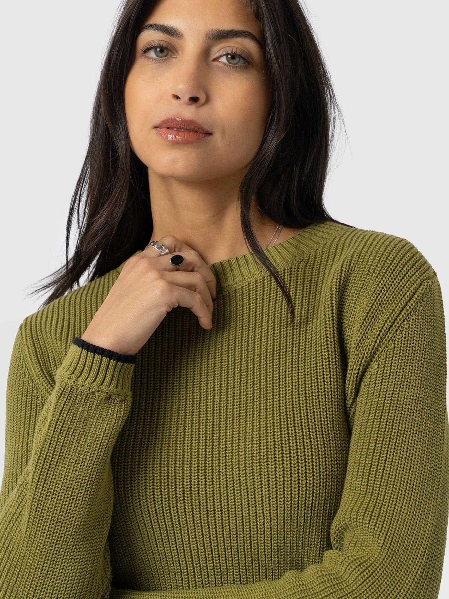 Remy Crop Jumper Khaki - Women's Jumpers | Saint + Sofia® UK