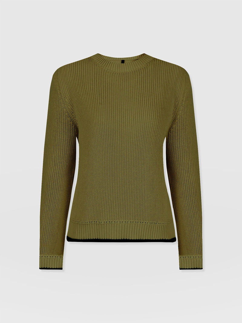Remy Crop Jumper Khaki - Women's Jumpers | Saint + Sofia® UK