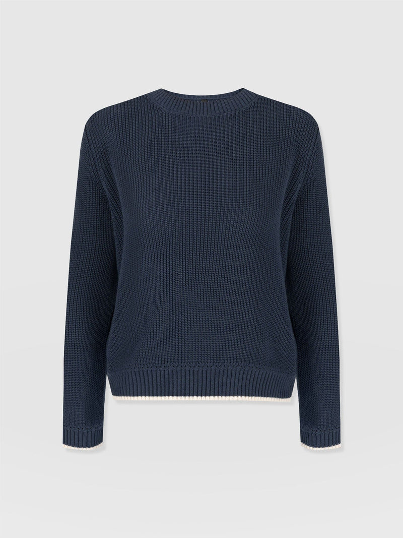 Remy Crop Jumper Navy - Women's Jumpers | Saint + Sofia® UK