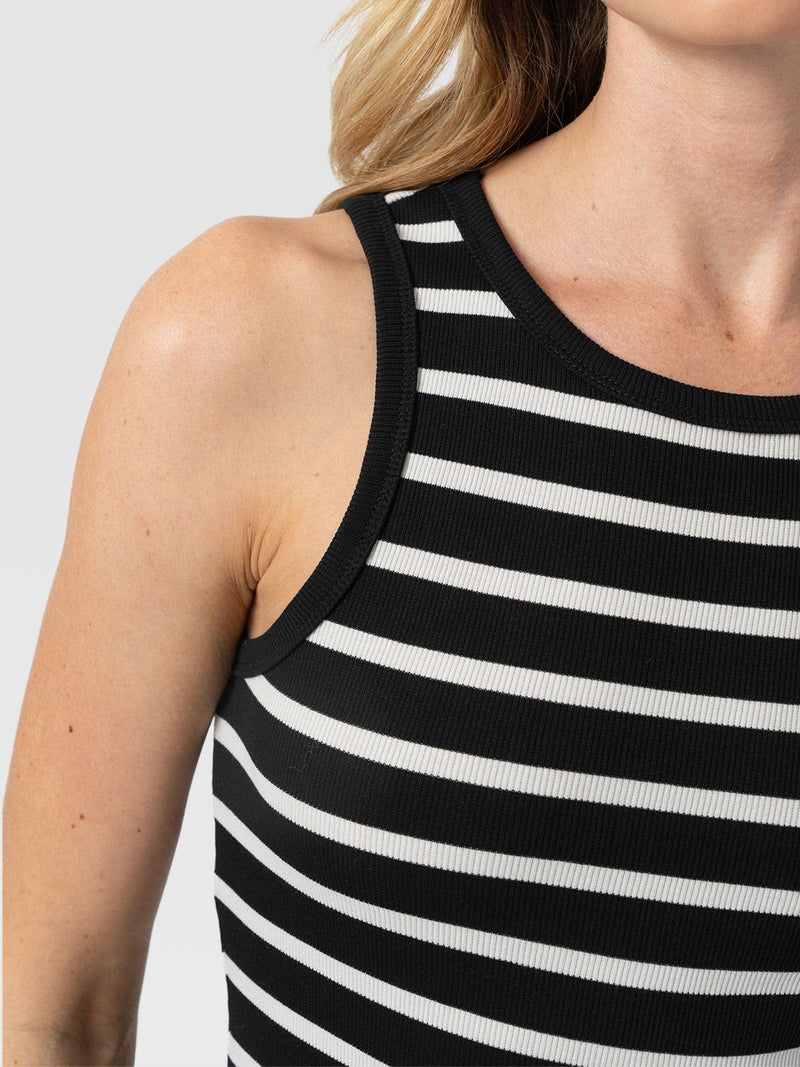 Renee Contrast Dress - Black & White Stripe - Women's Dresses | Saint + Sofia® UK