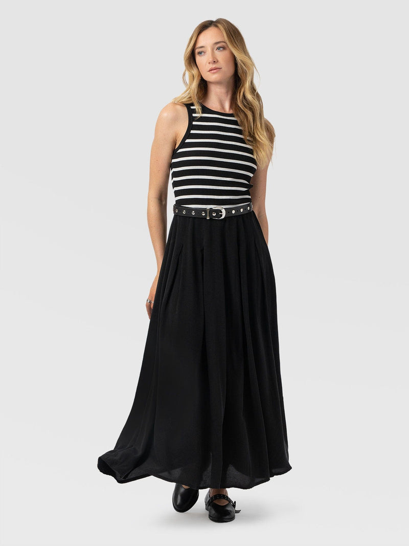 Renee Contrast Dress - Black & White Stripe - Women's Dresses | Saint + Sofia® UK
