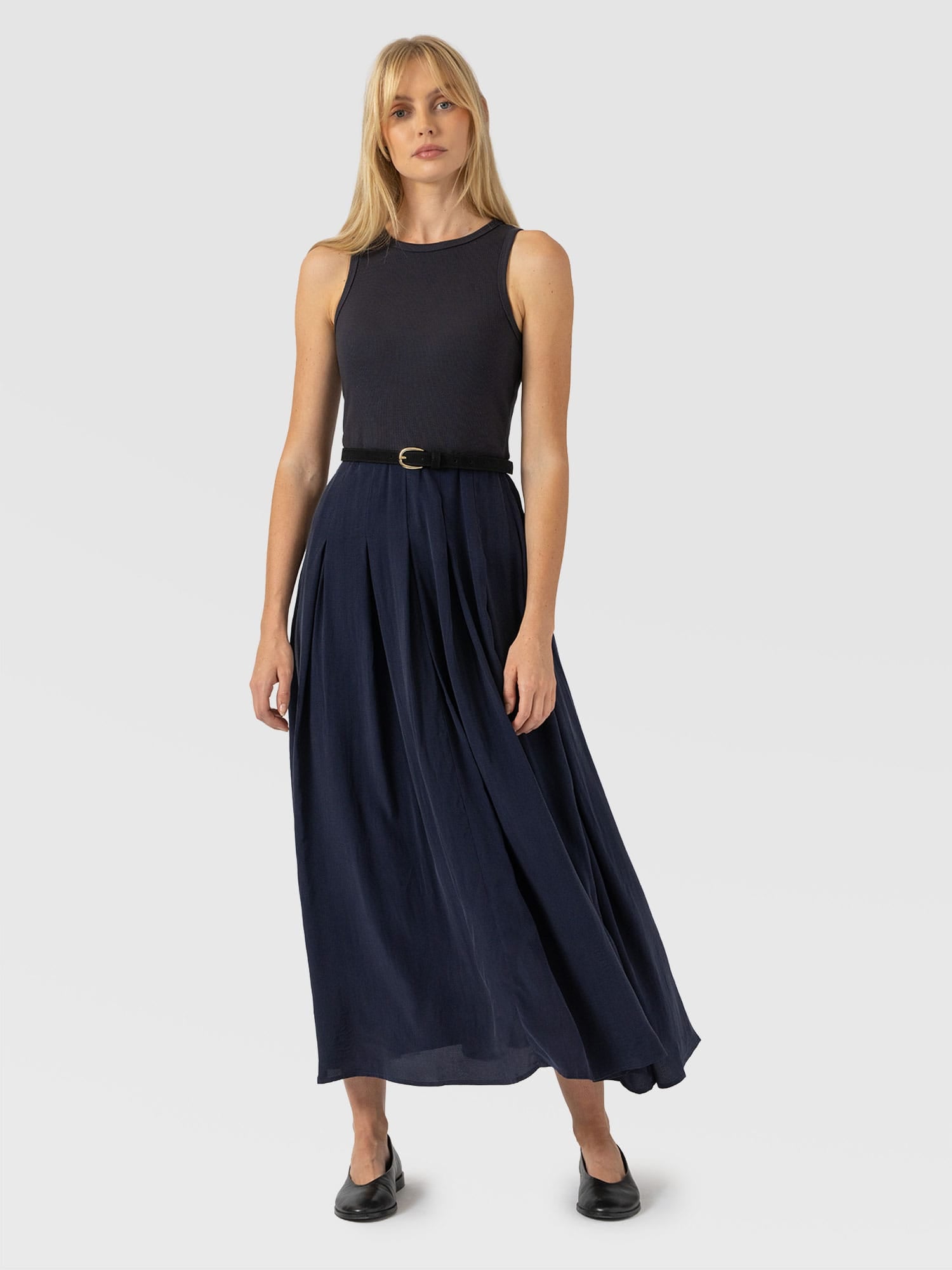 Renee Contrast Dress - Navy