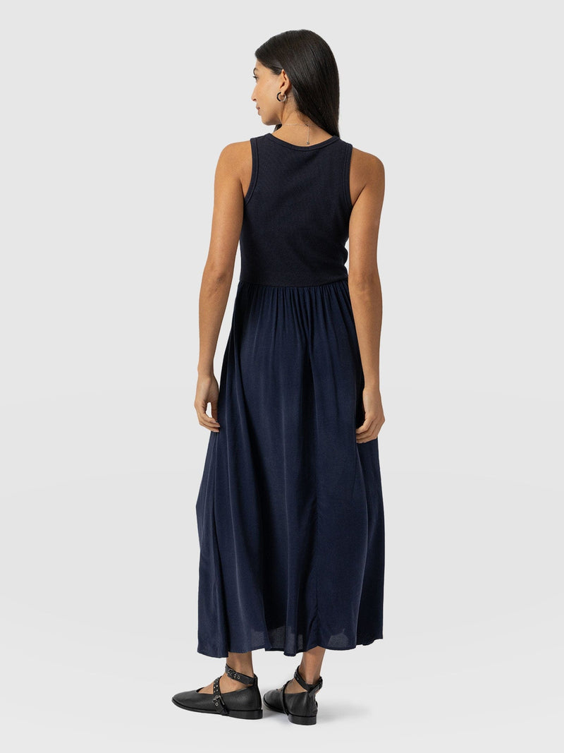 Renee Contrast Dress Navy - Women's Dresses | Saint + Sofia® UK