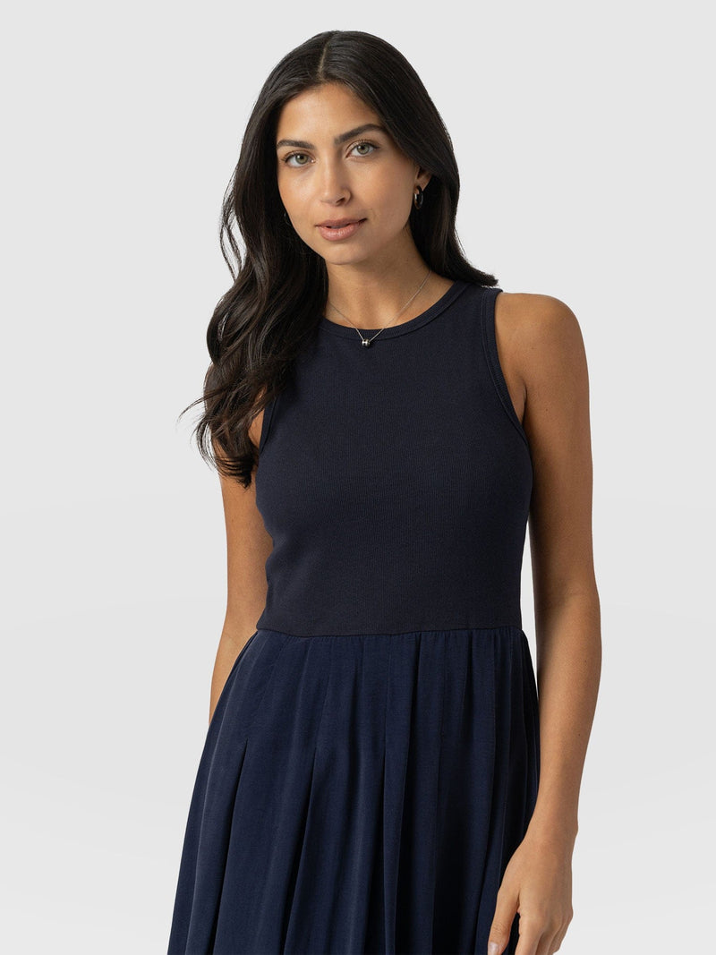 Renee Contrast Dress Navy - Women's Dresses | Saint + Sofia® UK