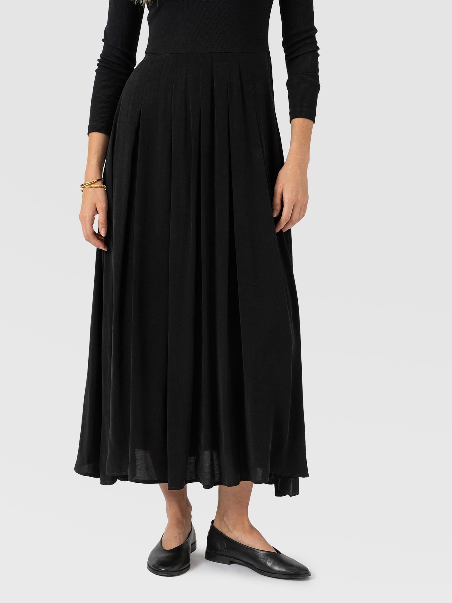 Renee Contrast Long Sleeve Dress - Black