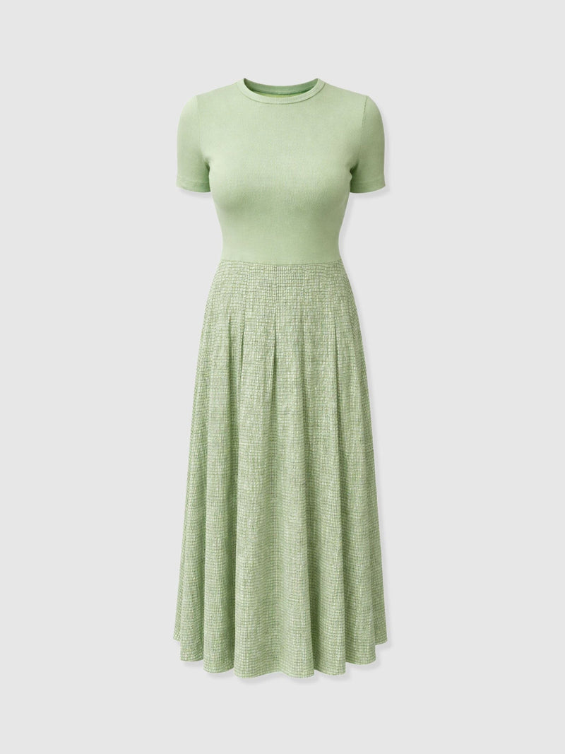 Renee Contrast Short Sleeve Dress - Mint Gingham - Women's Dresses | Saint + Sofia® UK
