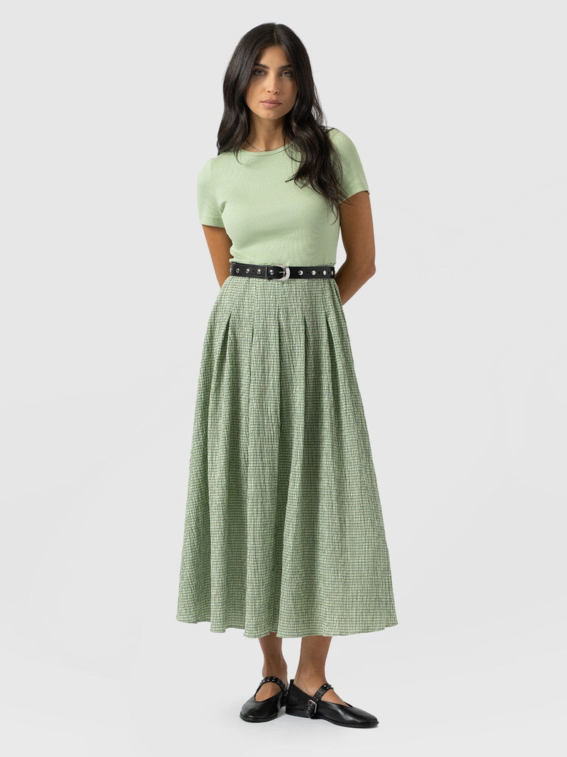 Renee Contrast Short Sleeve Dress - Mint Gingham - Women's Dresses | Saint + Sofia® UK