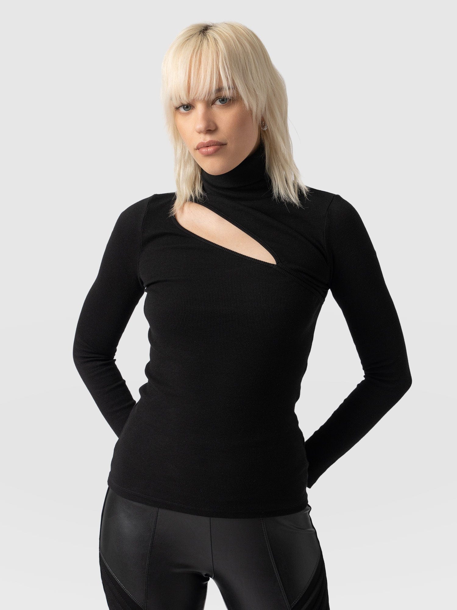 Reveal Roll Neck Black Women's Sweaters Saint Sofia® UK