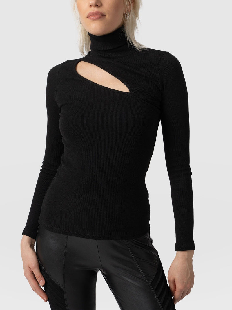 Reveal Roll Neck Black - Women's Sweaters | Saint + Sofia® UK