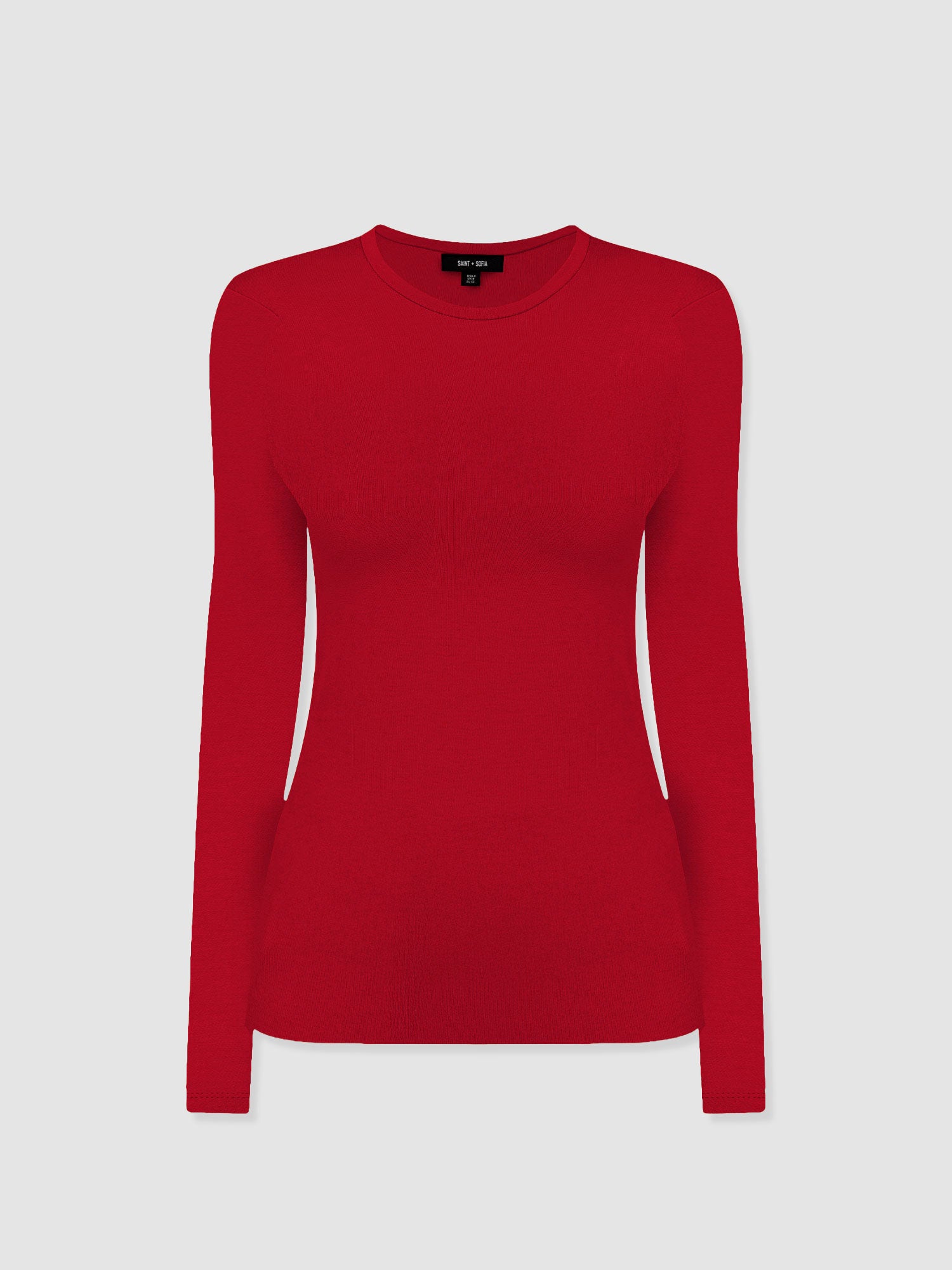 Ribbed Long Sleeve Tee - Deep Red - Women's T-shirts | Saint and Sofia® UK