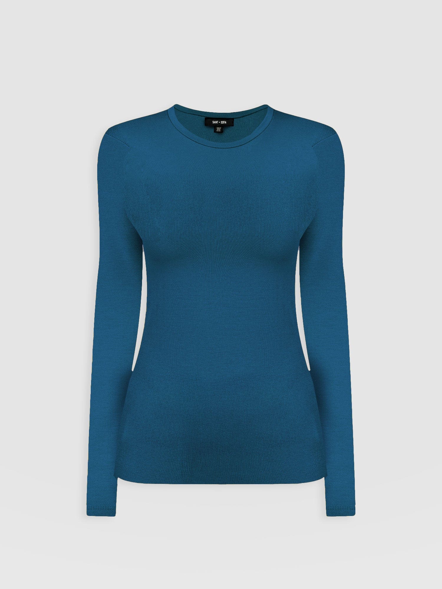 Ribbed Long Sleeve Tee - Teal - Women's T-shirts | Saint + Sofia® UK