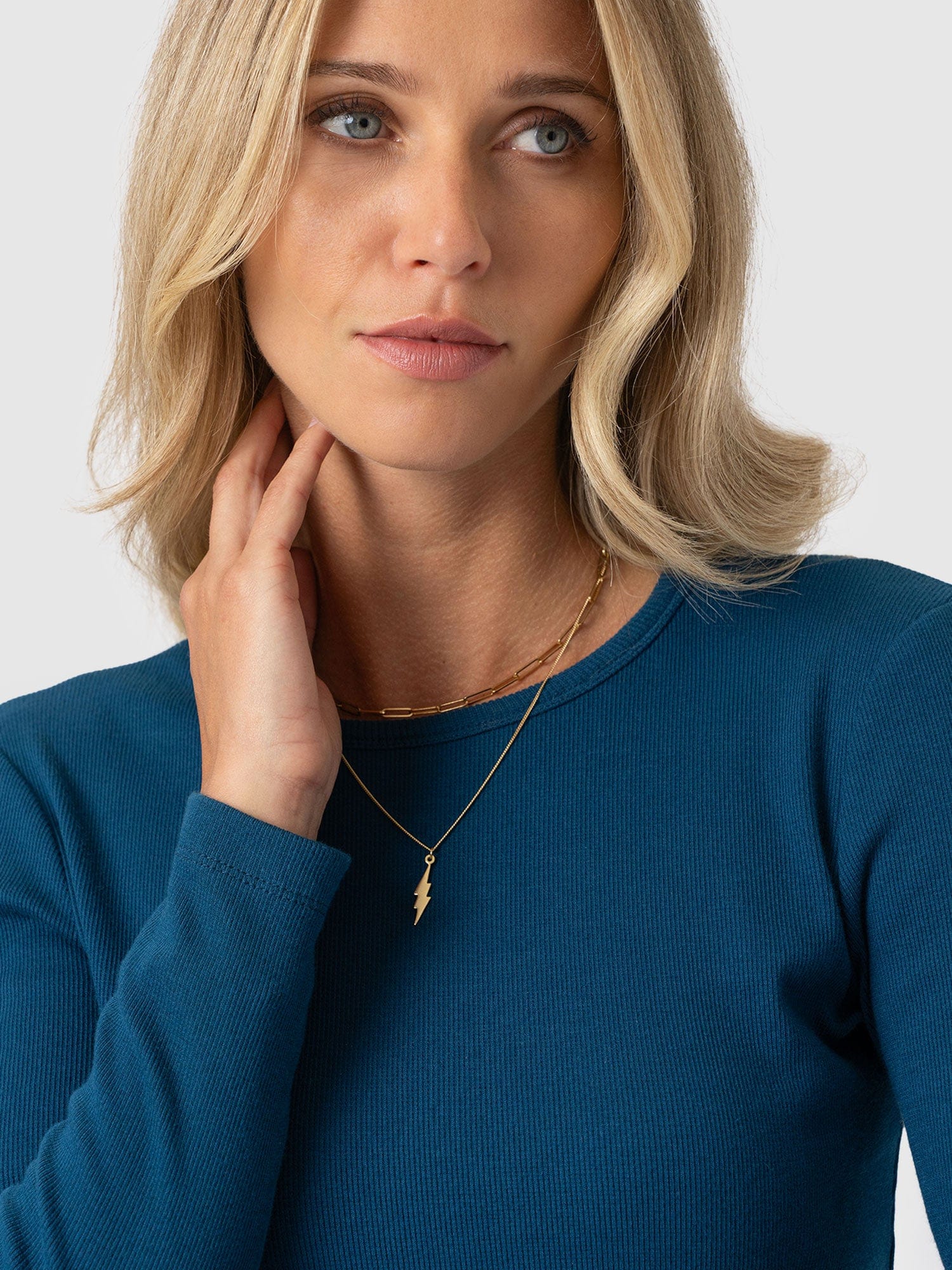 Ribbed Long Sleeve Tee - Teal - Women's T-shirts | Saint + Sofia® UK