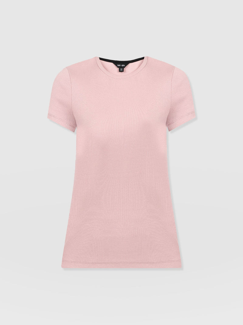 Ribbed Short Sleeve Tee - Pale Pink - Women's T-shirts | Saint + Sofia? UK