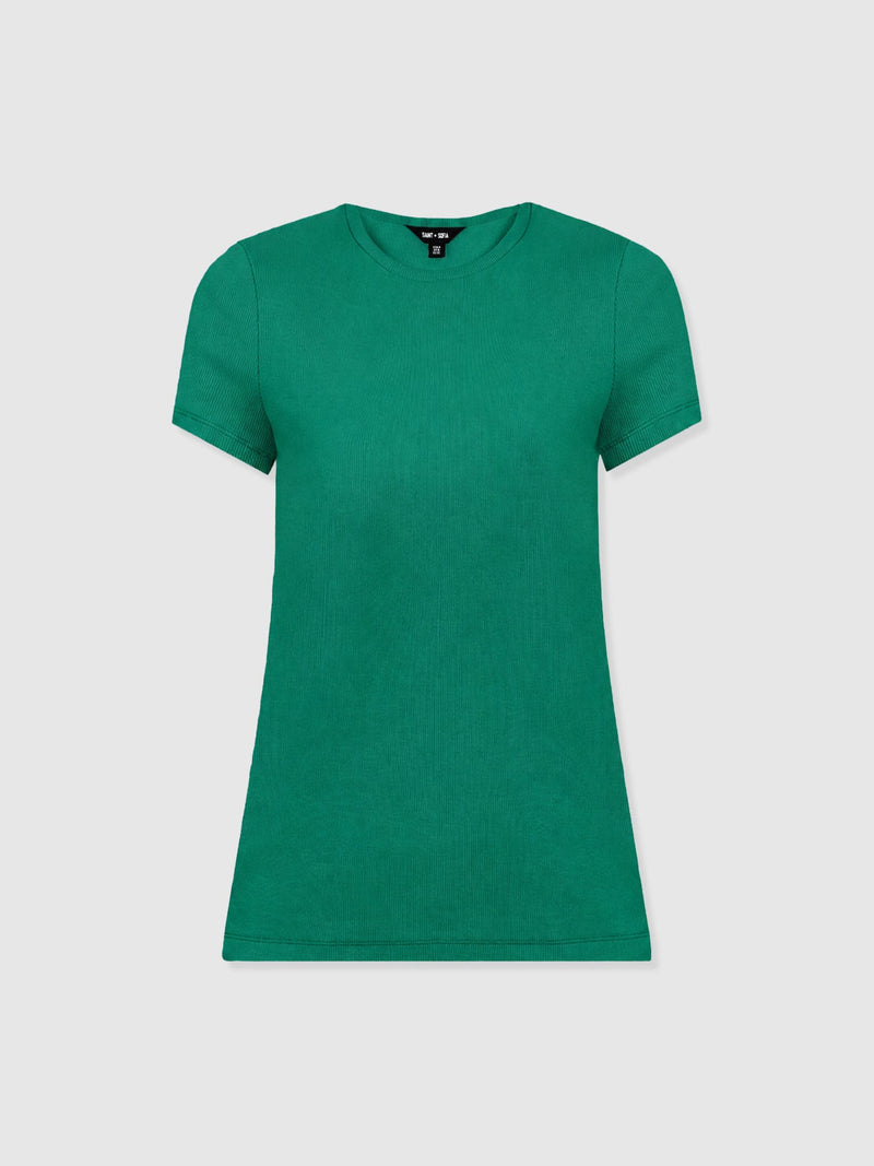 Ribbed Short Sleeve Tee - Sea Green - Women's T-shirts | Saint + Sofia® UK