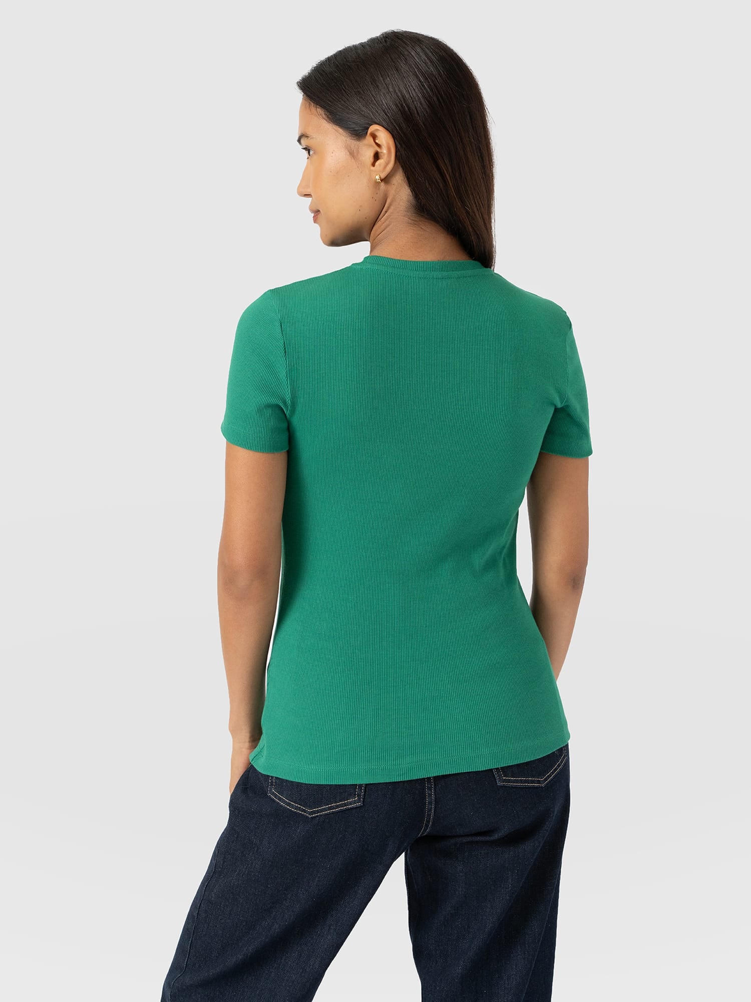Ribbed Short Sleeve Tee - Sea Green - Women's T-shirts | Saint + Sofia® UK