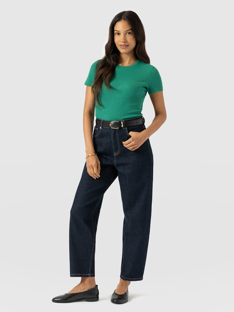 Ribbed Short Sleeve Tee - Sea Green - Women's T-shirts | Saint + Sofia® UK