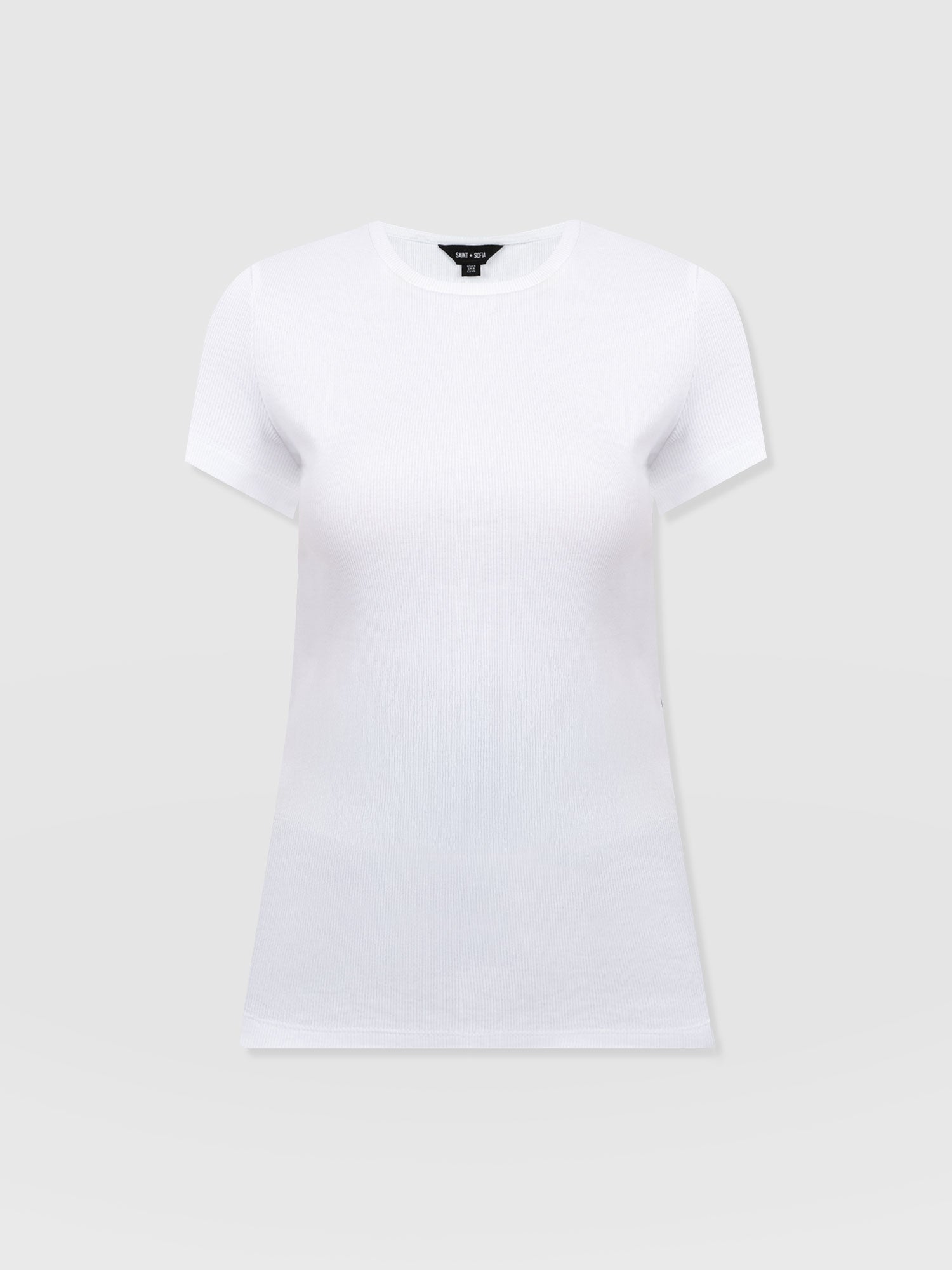 Ribbed Short Sleeve Tee - White - Women's T-shirts | Saint + Sofia? UK