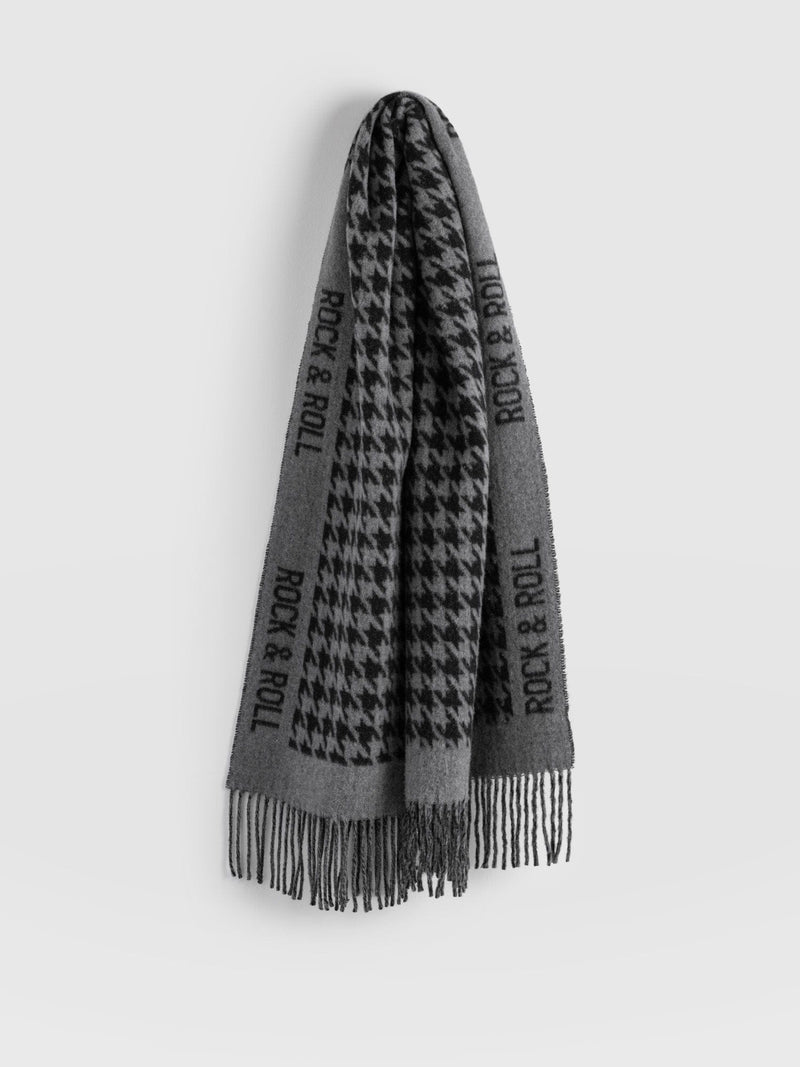 Rock Houndstooth Scarf Black/Grey - Women's Scarves | Saint + Sofia® UK
