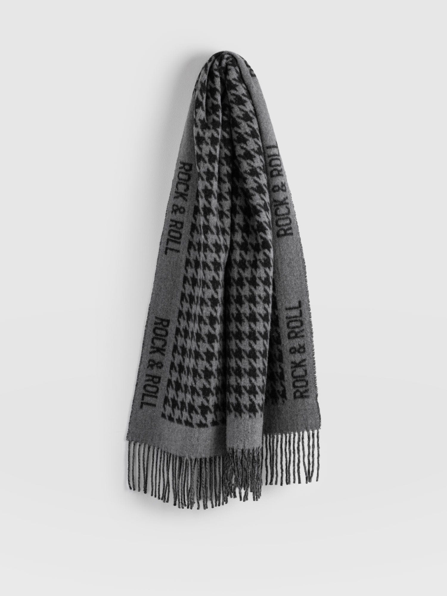Rock Houndstooth Scarf Black/Grey - Women's Scarves | Saint + Sofia® UK