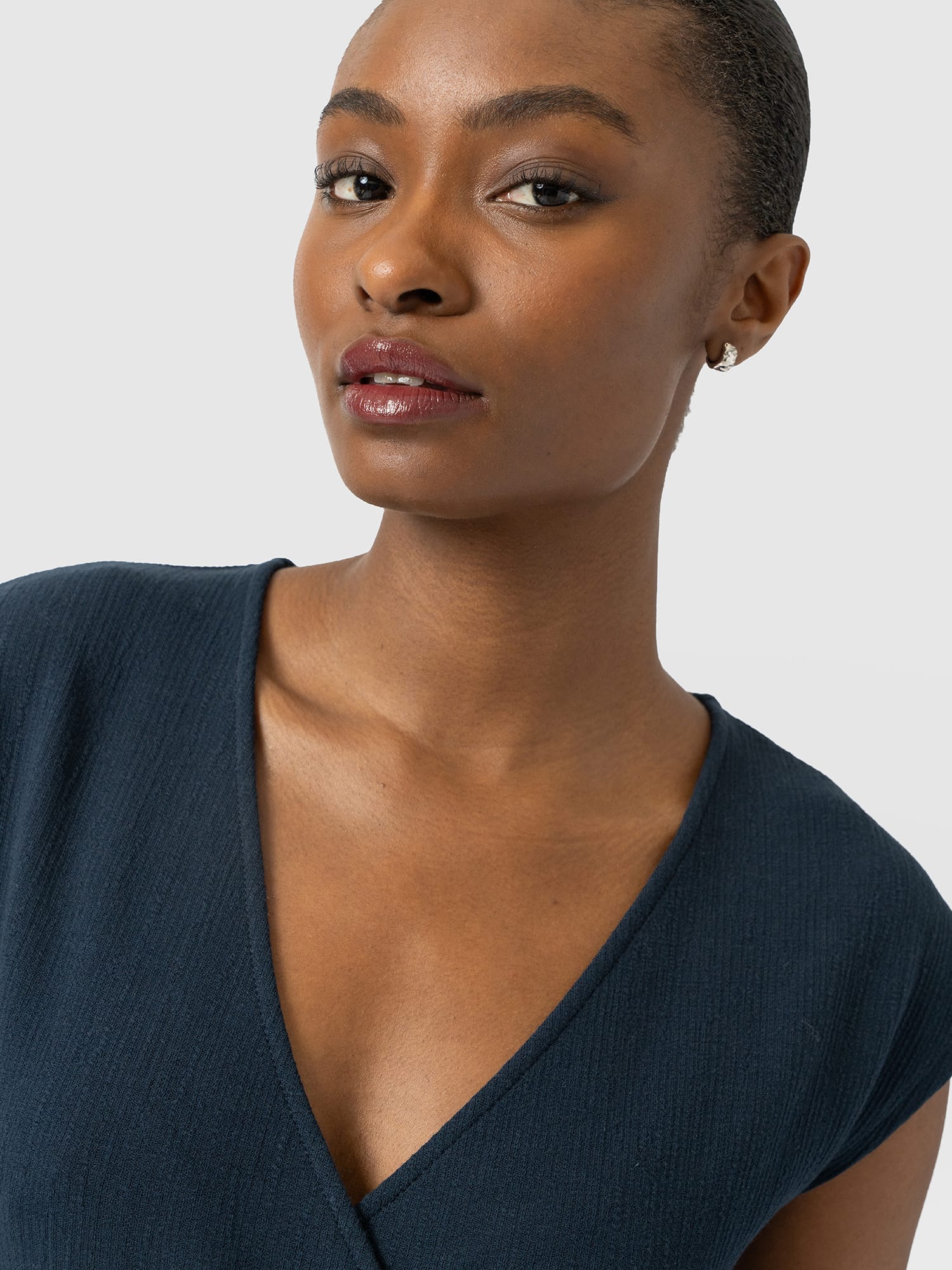Rosa Wrap Top - Navy Textured