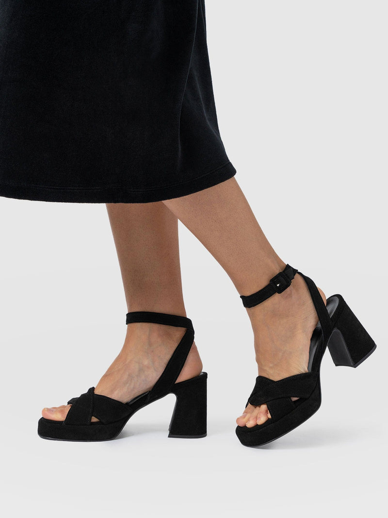 Roux Platform Heels - Black - Women's Shoes | Saint + Sofia® UK