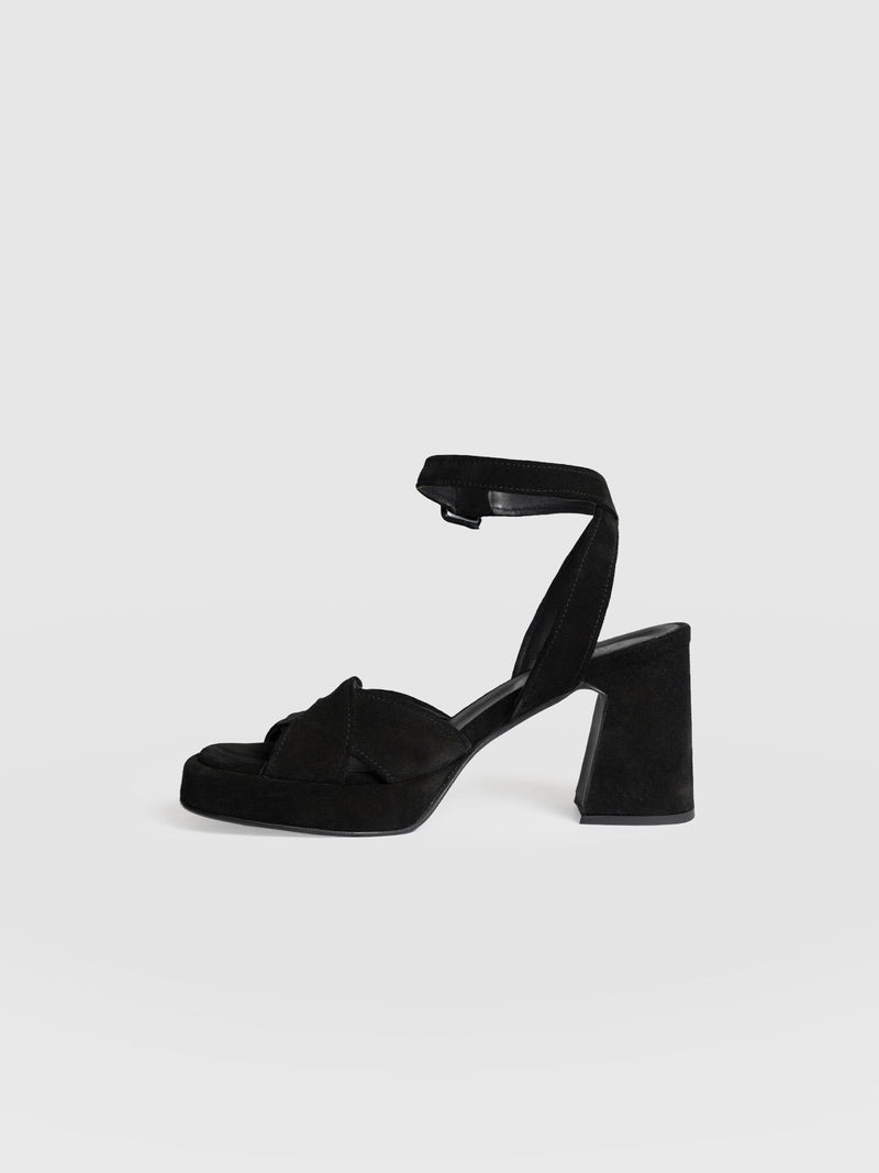 Roux Platform Heels - Black - Women's Shoes | Saint + Sofia® UK
