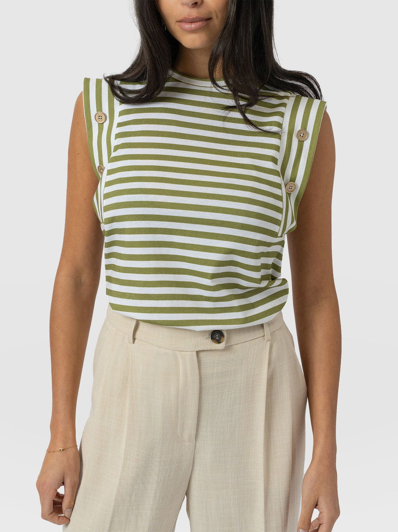 Rowan Tee - Green Stripe - Women's T-Shirts | Saint + Sofia® UK