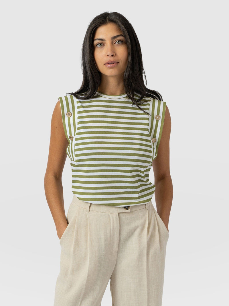 Rowan Tee - Green Stripe - Women's T-Shirts | Saint + Sofia® UK