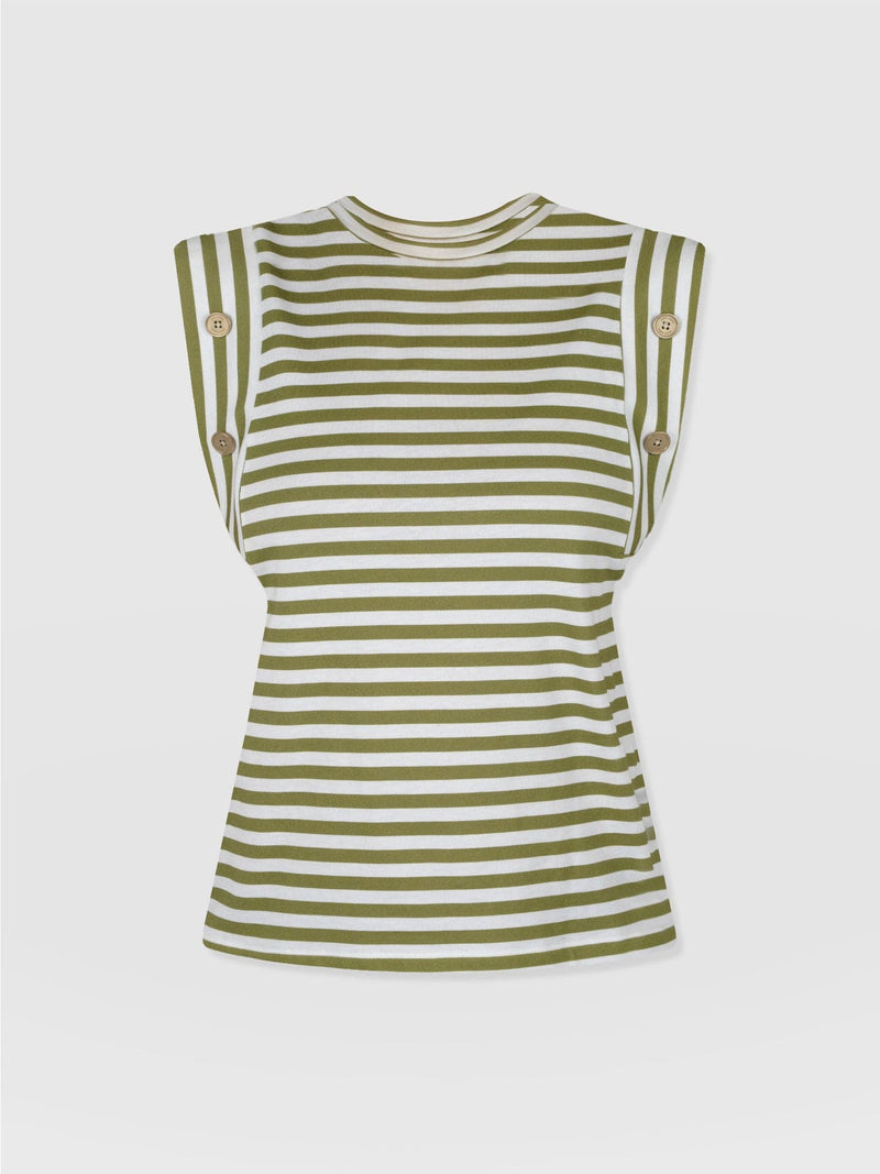 Rowan Tee - Green Stripe - Women's T-Shirts | Saint + Sofia® UK