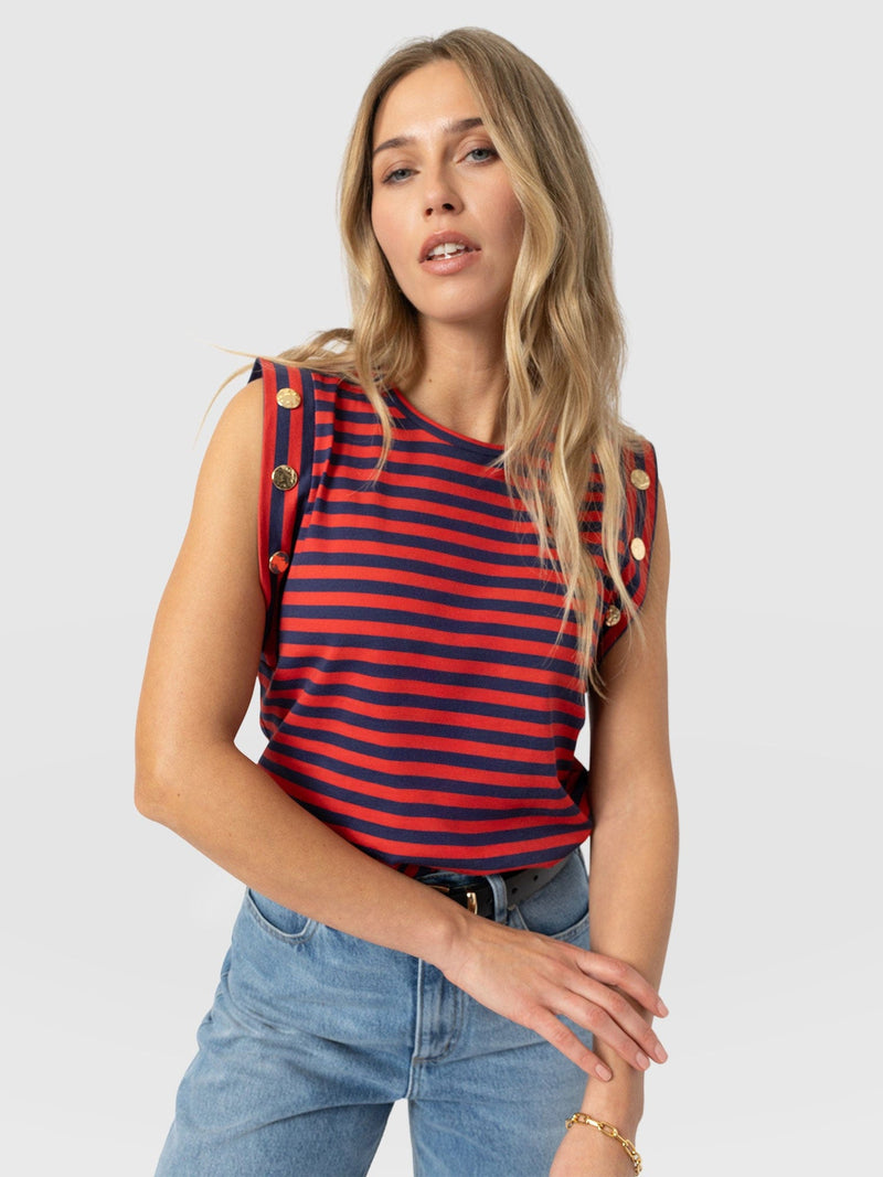 Rowan Tee - Red/Navy Stripe - Women's T-shirts | Saint + Sofia® UK