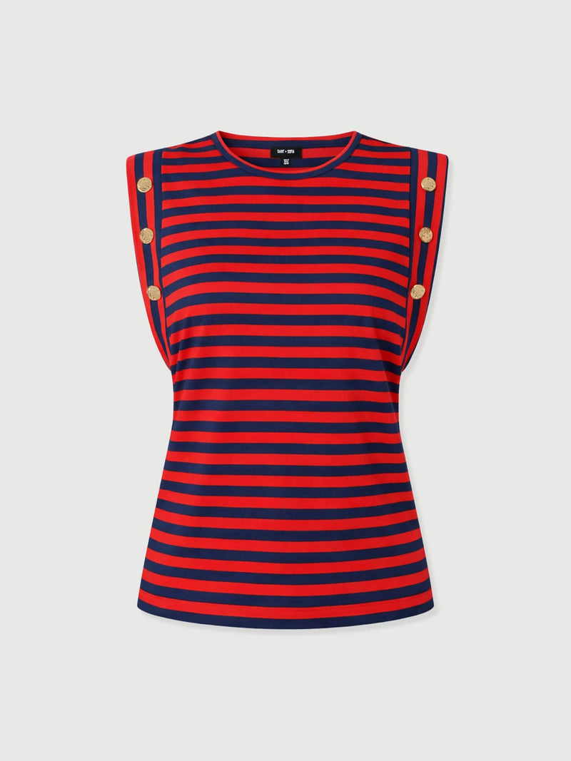 Rowan Tee - Red/Navy Stripe - Women's T-shirts | Saint + Sofia® UK
