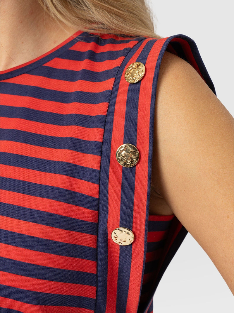 Rowan Tee - Red/Navy Stripe - Women's T-shirts | Saint + Sofia® UK