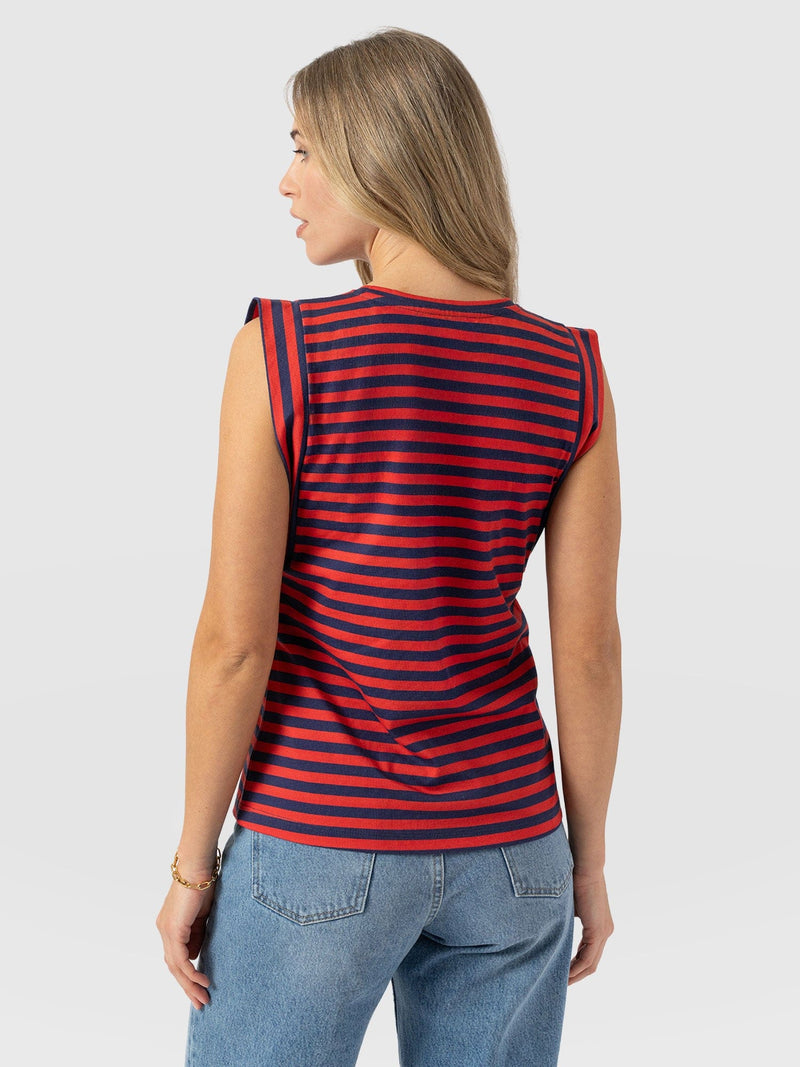 Rowan Tee - Red/Navy Stripe - Women's T-shirts | Saint + Sofia® UK