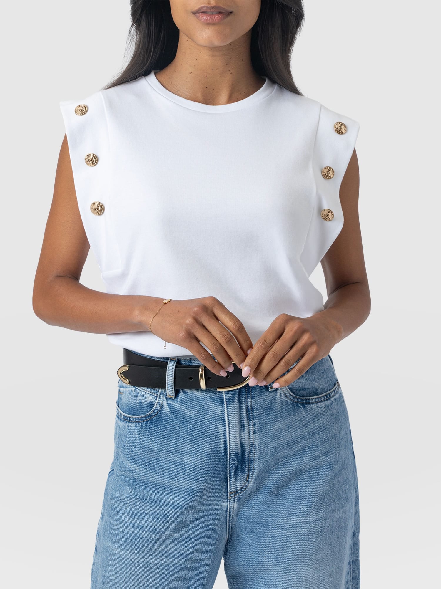 Rowan Tee - White Molten - Women's T-shirts | Saint + Sofia® UK