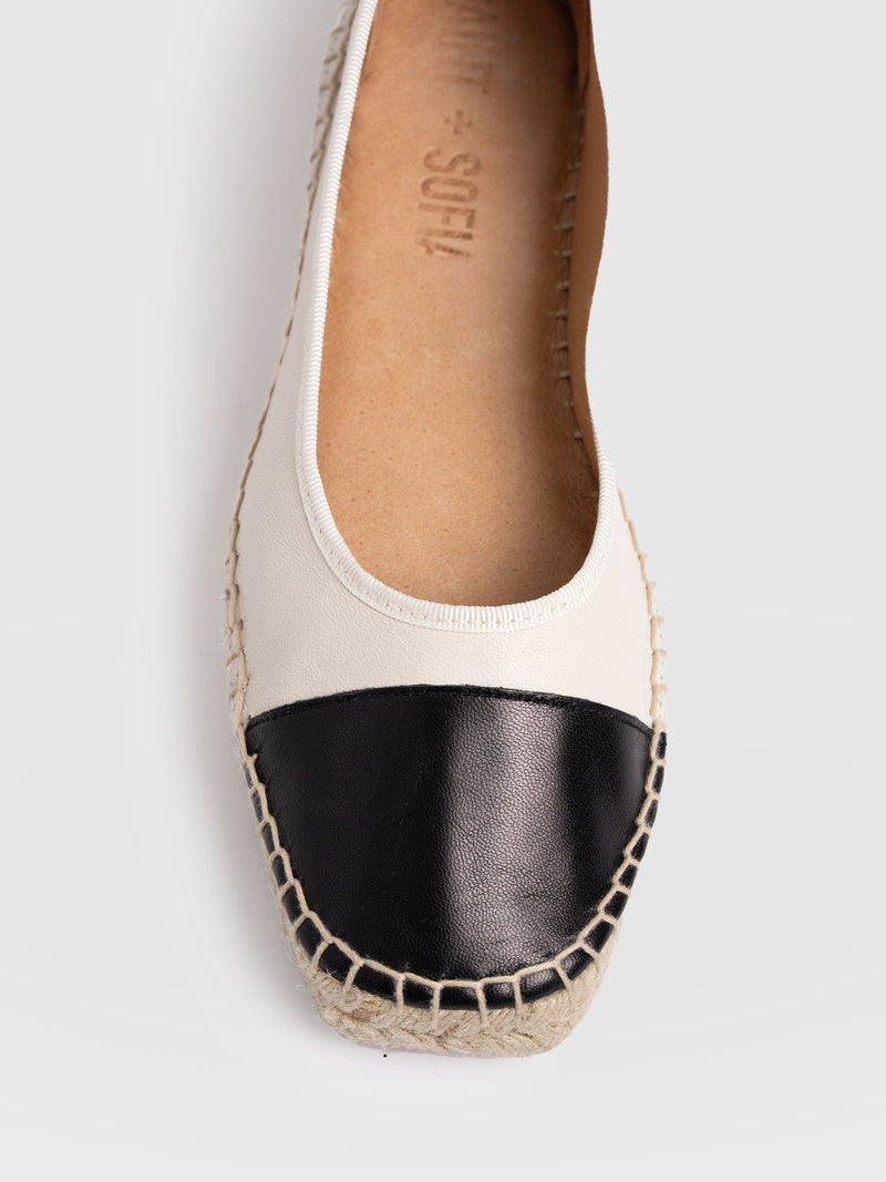 Rowe Espadrille Tie Pumps - Cream/Black - Women's Sandalss | Saint + Sofia® UK