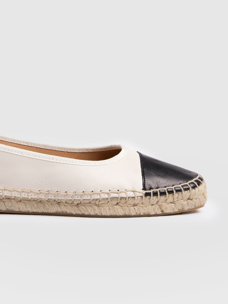 Rowe Espadrille Tie Pumps - Cream/Black - Women's Sandalss | Saint + Sofia® UK