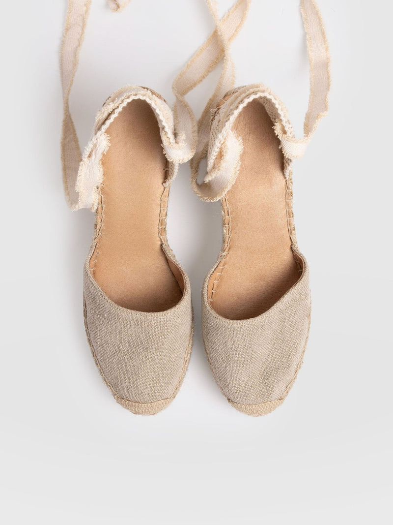 Rowe Espadrille Tie Wedges - Cream