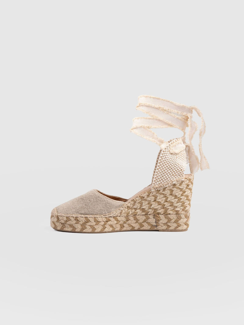 Rowe Espadrille Tie Wedges - Cream
