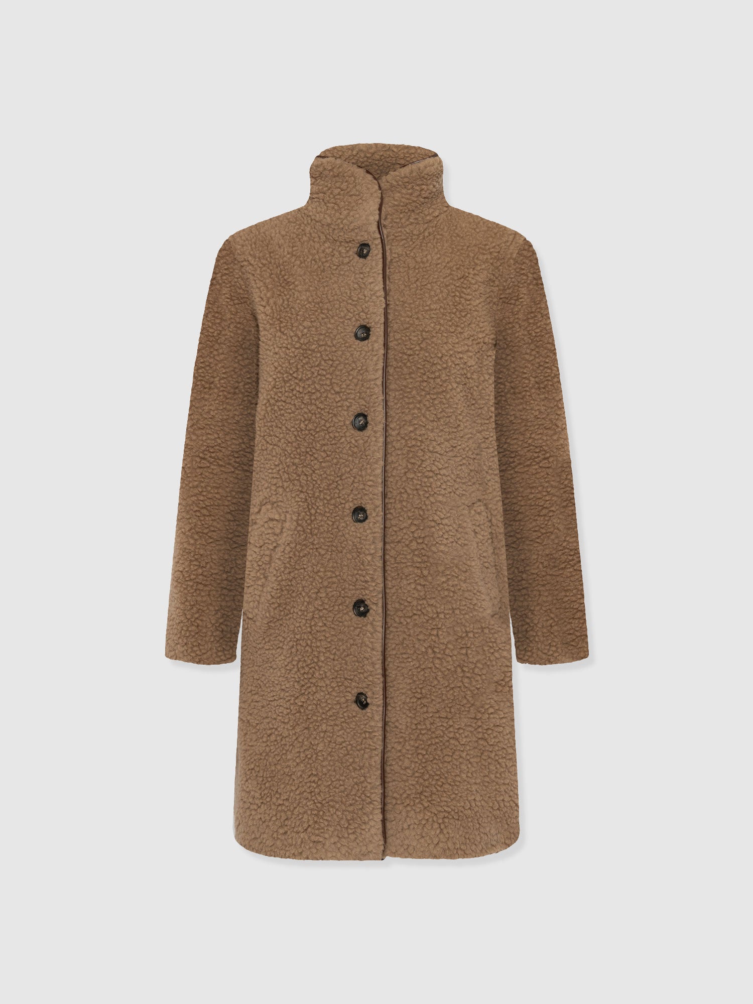 Rumer Teddy Coat - Camel - Women's Outerwears | Saint + Sofia® UK