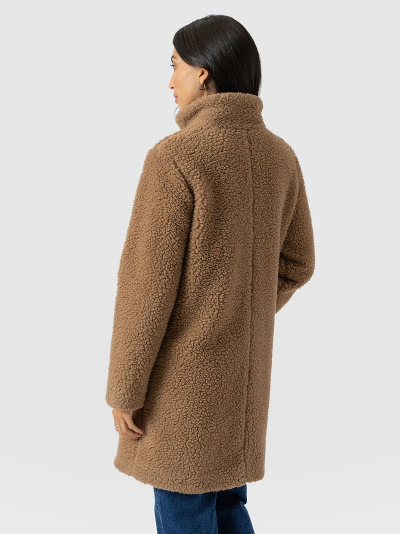 Rumer Teddy Coat - Camel - Women's Outerwears | Saint + Sofia® UK