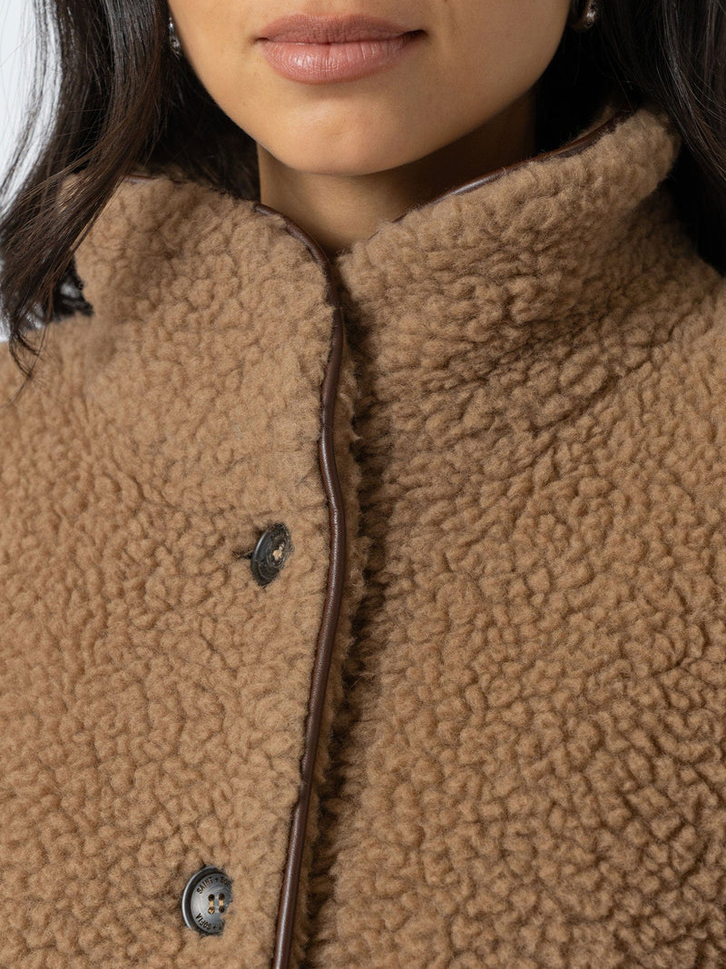 Rumer Teddy Coat - Camel - Women's Outerwears | Saint + Sofia® UK