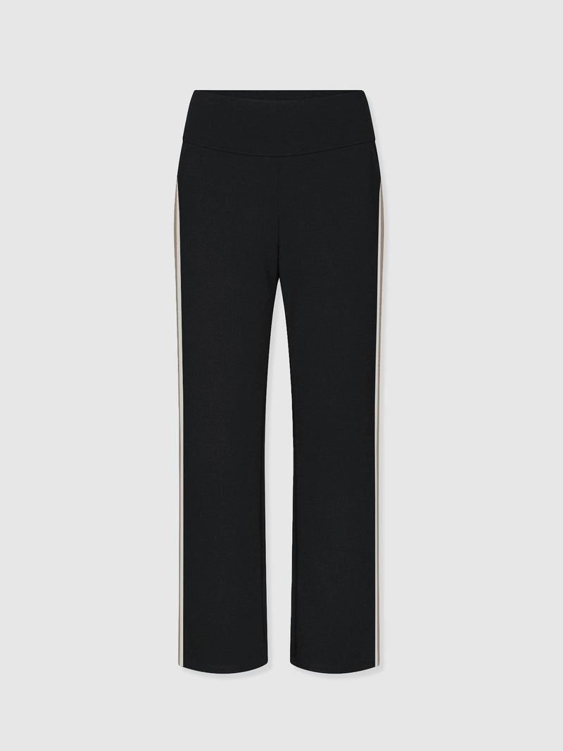 Runway Pant - Black - Cream/Beige Stripe - Women's Trousers | Saint and Sofia® UK