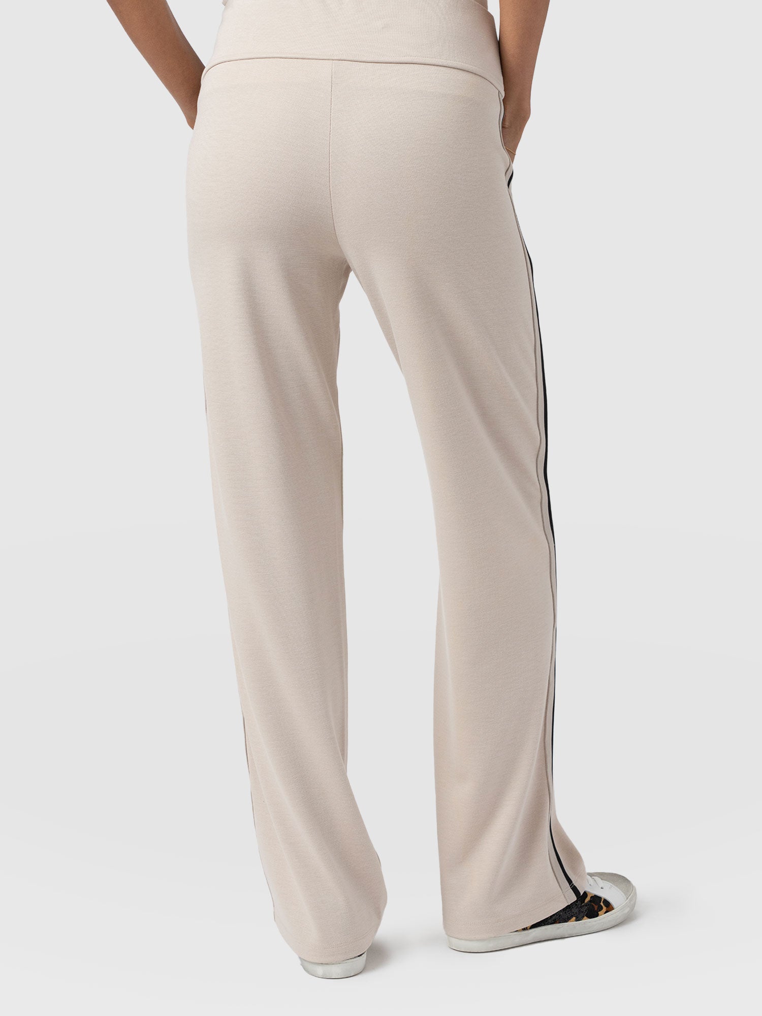 Runway Pant - Light Beige - Black/Cream Stripe - Women's Trousers | Saint + Sofia® UK