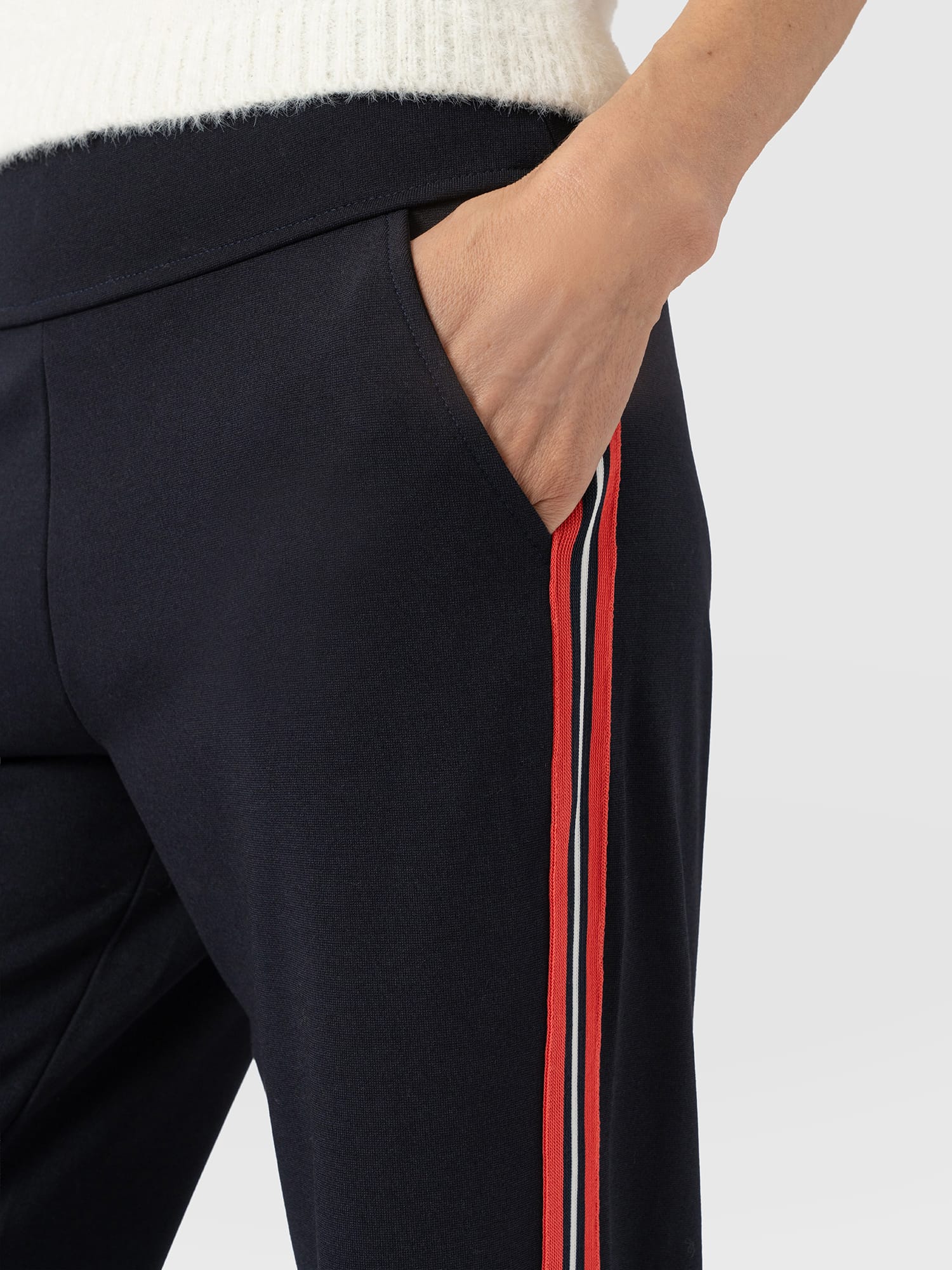 Runway Pant - Navy Red Stripe