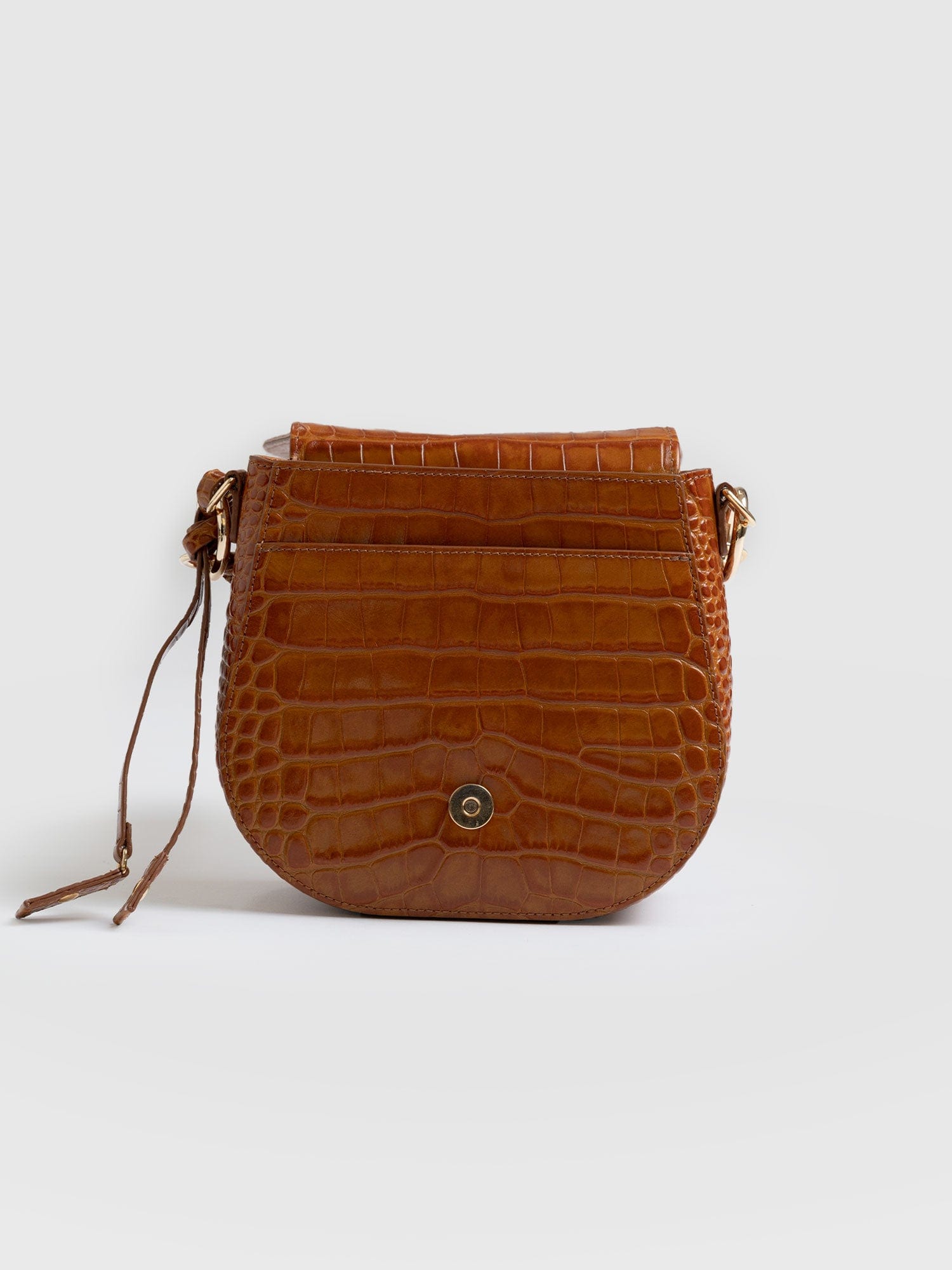 Saddle Bag Brown Croc - Women's Handbag | Saint + Sofia® UK