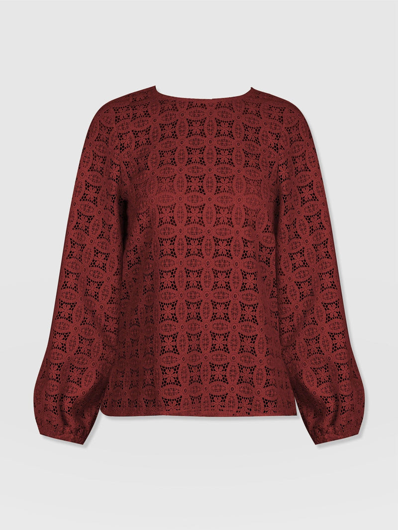 Sadie Blouse - Burgundy - Women's Blouses | Saint + Sofia® UK